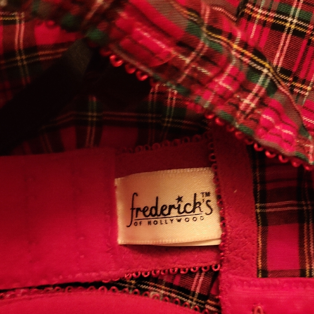 Rare FIND Sexy Frederick's of Hollywood Red Plaid Lingerie Medium - Picture 11 of 14
